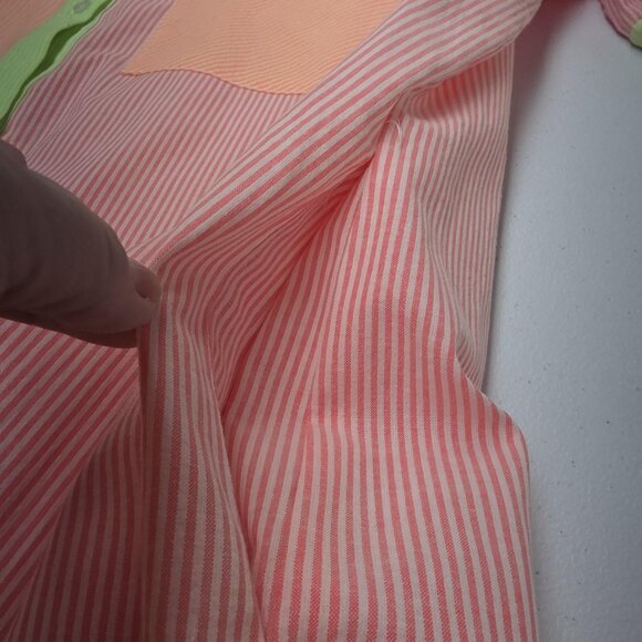 Davi Dani Dress Womens 1XL Pastel Stripe Colorblock Ruffle Hem Button Front - Picture 6 of 10